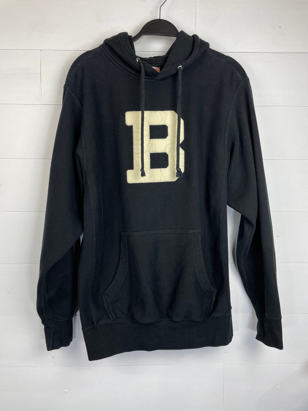 MV Sport Pro-Weave Heavyweight Black Hoodie Size S Block B Patch